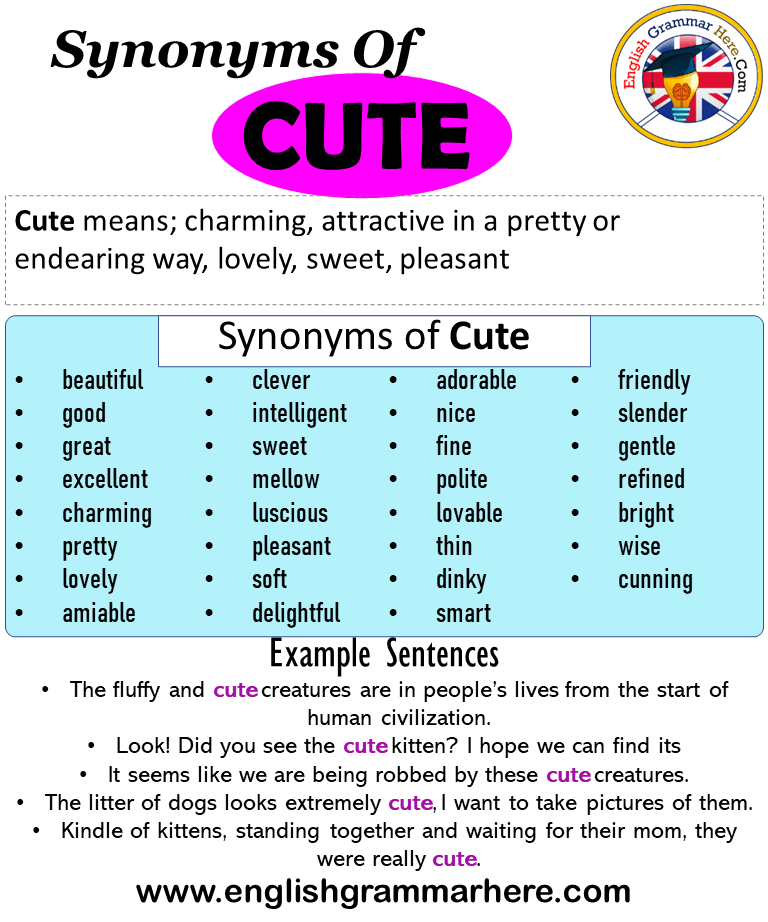 600+ Synonym for cute Để giúp bạn tìm những từ đồng nghĩa cho Cute